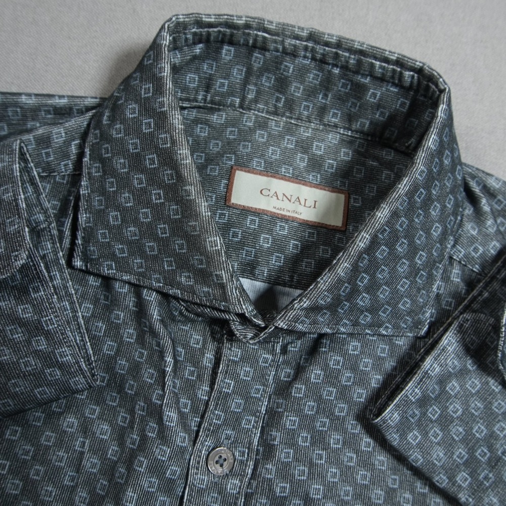 Canali Geometric AOP Corduroy Men Top M Italian Luxury Casual Academia Office